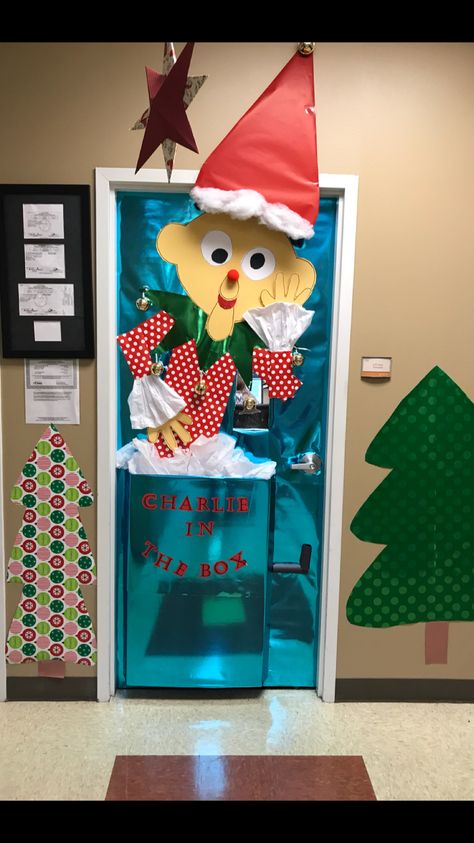 Charlie in the box Island Of Misfit Toys Door Decorations, Island Of Misfit Toys Decorations, Land Of Misfit Toys, Grinch Door, Christmas Hallway, Island Of Misfit Toys, Christmas Doors, Hall Decorations, Contest Ideas