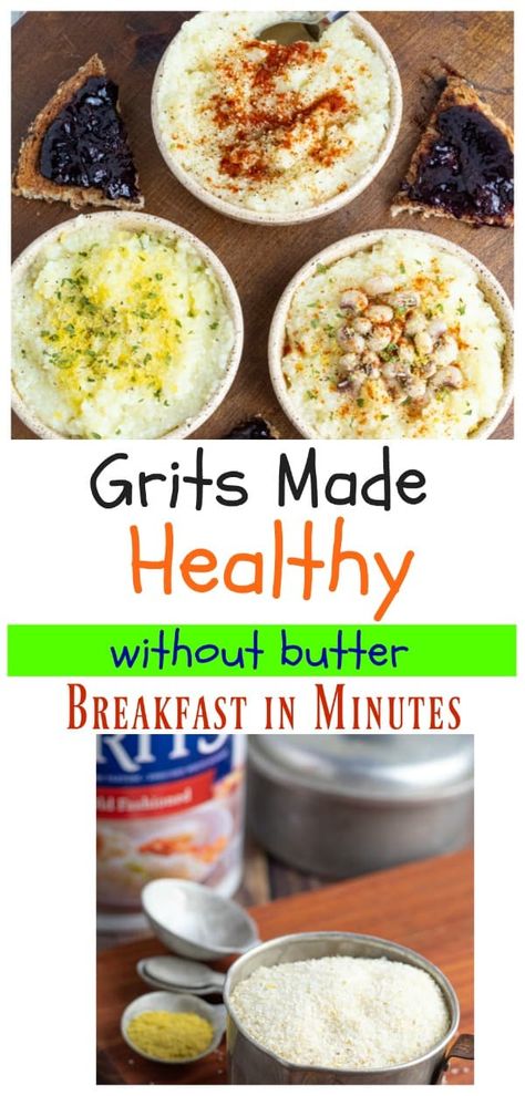 Grits are a delicious and nutritious breakfast that can be ready to eat in minutes. Making healthy grits is all determined by how they are seasoned, so let me show you some awesomely flavorful options. #healthygrits #grits #vegangrits Healthy Grits Recipe Breakfast, High Protein Grits, Healthy Grits Breakfast, Vegan Grits Breakfast, Healthy Grits Recipe, Vegan Grits Recipe, Grits Healthy, Grits Recipe Breakfast, Healthy Grits