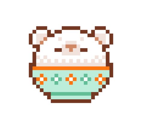 Cute Bear Pixel Art, Pixel Bear Art, Food Pixel Art Cute, Boba Pixel Art, Pixel Art Bear, Cute Pixel Art 32x32, Cute Pixel Art Kawaii, Chibi Pixel Art, Bear Pixel Art