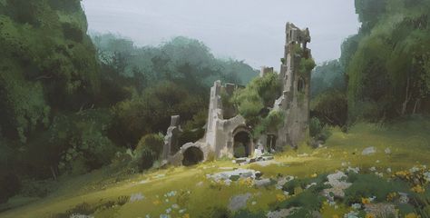 ArtStation - Last Age Grady Frederick, Castle Painting, Environment Painting, Landscape Concept, Unique Art Prints, Illustration Art Drawing, Concept Artist, Fantasy Castle, Fantasy Setting