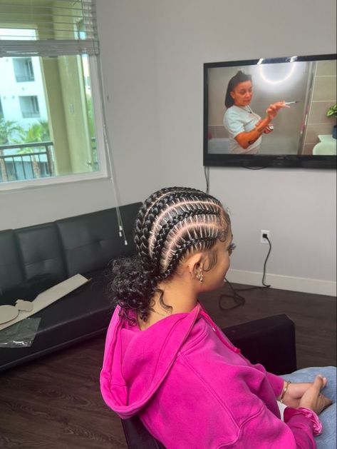 Stitch Braids Color, Goddess Cornrows Buns, 8 Cornrows Braids, Four Stitch Braids, Braid Cornrows, Black Hair Protective Styles, Sleek Braided Ponytail, Short Box Braids Hairstyles, Sleek Ponytail Hairstyles