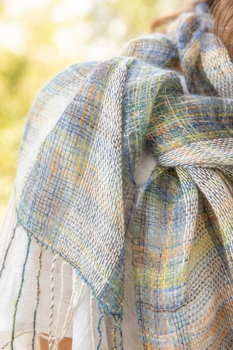 Ask Madelyn: Fabric Drape | Handwoven Woven Shawl Patterns, Sewing With Handwoven Fabric, Weaved Scarf, Mohair Weaving, Weaving Instructions, Weaving Beads, Woven Shawls, Fabric Drape, Floor Loom