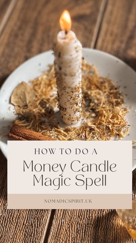 Create a Money Candle Magic Spell With Spell Oils and Herbs. #candlemagic #spelloil #spelljar #witchcraft #moneyspell Money Spell Bottle, Prosperity Spell Candle, Herbs For Candle Magic, Money Spell Candle Magic, Make Spell Candles, Candle Spell For Money, New Year Prosperity Spell, Money Candle Magic, Money Spell Oil Recipe