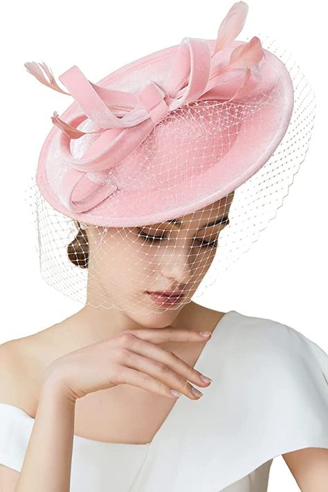 BABEYOND Tea Party Fascinator Kentucky Derby Hat Fascinator Cocktail Pillbox Hat Headband (Pink) at Amazon Women’s Clothing store Victoria Costume, Derby Headband, Headband For Wedding, Kentucky Derby Outfit, Wedding Hats For Guests, Wedding Tea Party, Floral Fascinators, Kentucky Derby Fascinator, Derby Outfits