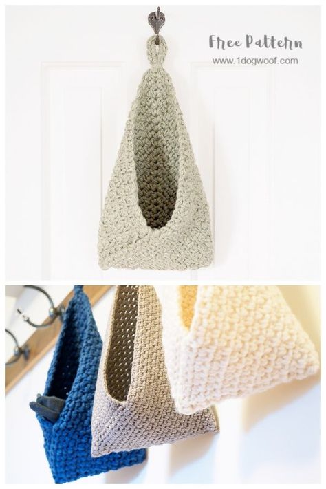 Hanging Bramble Basket Free Crochet Patterns Crochet Wall Pouch, Bramble Basket Crochet, Crochet Wall Hanging Baskets Free Patterns, Crochet Hanging Basket Pattern Free, Crochet Hanging Baskets Free Patterns, Hanging Baskets On Wall, Bramble Basket, Hanging Basket Diy, Crochet Hanging Basket