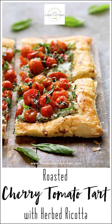 Cherry Tomato Tart, Herbed Ricotta, Savory Tarts, Cherry Tomato Recipes, Tomato Tart, Roasted Cherry, Tomato Pie, Chef's Kitchen, Roasted Cherry Tomatoes