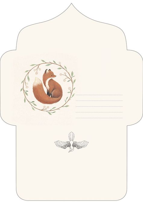 Envelope Template Printable, Fox Party, Writing Paper Printable Stationery, Free Printable Stationery, Writing Paper Printable, Cute Envelopes, Printable Envelope, Diy Envelope, Envelope Art