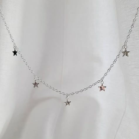 Silver Necklaces Stars, Cute Star Necklaces, Star Silver Necklace, Star Girl Jewelry, Cute Silver Necklace, Jewery Silver, Silver Star Jewelry, Cute Silver Necklaces, Silver Necklaces Layered