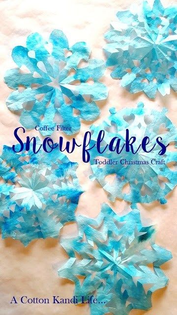 Great holiday craft for toddlers. Snowflakes from coffee filters. Diy Coffee Filter Snowflakes, Coffee Filter Snowflakes, Christmas Snowflakes Crafts, Coffee Filters Snowflakes, Diy Christmas Snowflakes, Christmas Snowflakes Decorations, January Crafts, Coffee Filter Crafts, Snowflake Craft