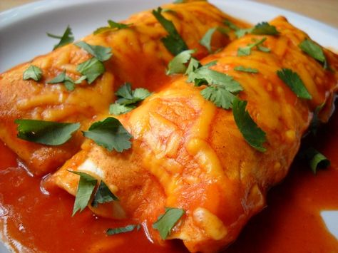 Sweet Potato Enchiladas Adventist Recipes, Sweet Potato Enchiladas, Potato Enchiladas, Budget Bytes, Vegetarian Main Dishes, Beef Enchiladas, Salad With Sweet Potato, Enchilada Recipes, Meatless Meals