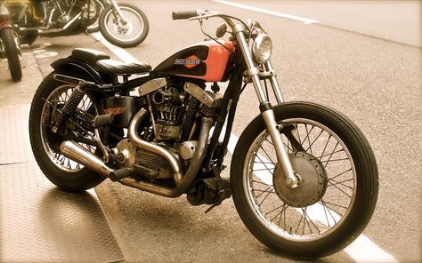 Sportster Cafe Racer, Ironhead Sportster, Motorcycle Baby, Sportster Bobber, Triumph Bobber, Custom Sportster, Harley Bobber, Chopper Motorcycle, Old Bikes