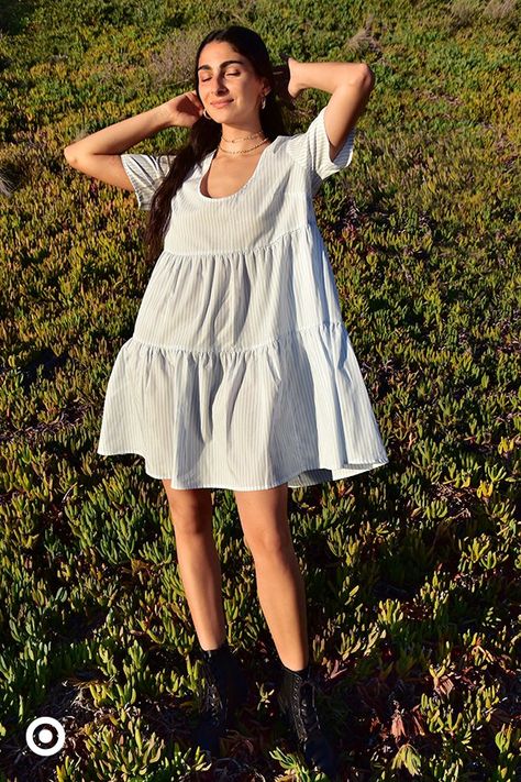 Embrace the ease of a floaty, tiered babydoll dress for spring. Knee Length Casual Dresses, Casual Babydoll Dress, Appropriate Dresses, Work Dresses Casual, Tiered Babydoll Dress, Target Dress, Quoi Porter, Cottagecore Fashion, Dress For Spring