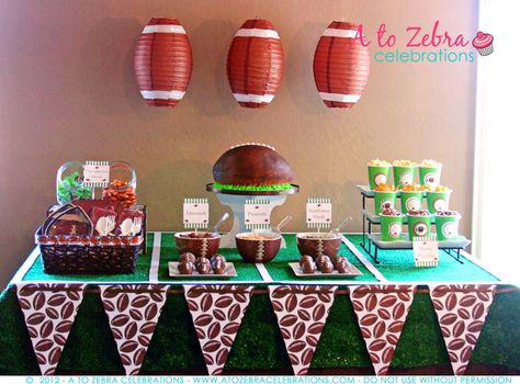 Football food table! #football #party Football Brunch, Fantasy Football Party, Football Draft Party, Fantasy Football Draft Party, Football Themed Party, Football Draft, Football Theme Party, Fantasy League, Football Birthday Party