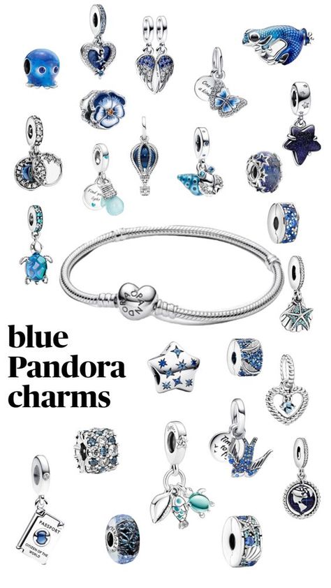 Pandora Aesthetic, Pandora Bracelet Designs, Pandora Blue, Charms Pandora, Pandora Bracelet, Blue Design, Pandora Charms, Bracelet Designs, Your Aesthetic