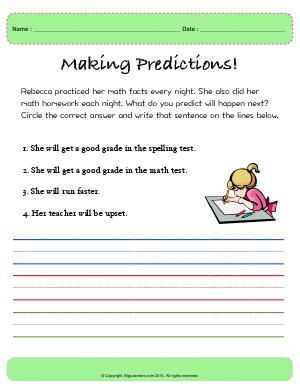 Worksheet | Making Predictions! | Read text and take clues from the picture provided. Write what will happen next. Making Predictions Worksheet, Evs Worksheet, Reading Strategies Anchor Charts, Predicting Activities, What Will Happen Next, Making Predictions, English Teaching Materials, Drawing Conclusions, Homeschool Learning