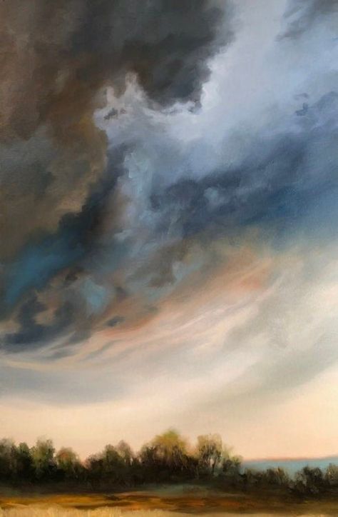 Watercolor Skies, Cloud Oil Painting, Painted Clouds, Painted Skies, Oil Painting Trees, Wind Storm, Simple Oil Painting, Oil Painting Supplies, Painting Trees