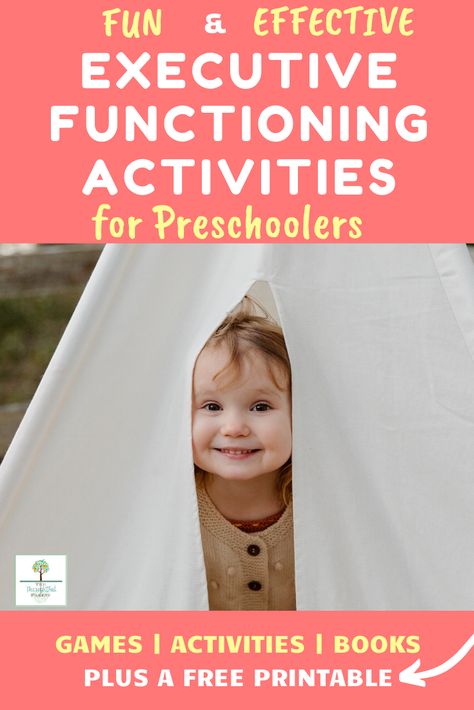 Executive functioning activities can help preschoolers develop much-needed skills like planning ahead, memory and self-control. Foster these skills with simple games, books and activities. #preschoolers #executivefunction #backtoschool #kidsactivities Less Executive Functioning Activities, Books And Activities, Infant Lesson Plans, Early Years Educator, Executive Function, Executive Functioning Skills, Pre Writing Activities, Activities For Preschoolers, Social Emotional Development