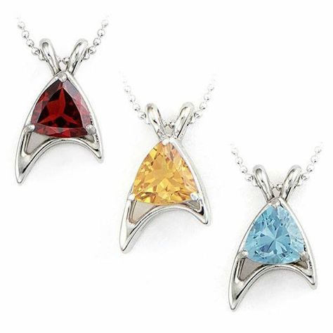 It's trek and it sparkles,  I can t even choose which colour is more awesome!! Cable Organization, Star Trek Jewelry, Star Trek Gifts, Geek House, Fandom Jewelry, Geek Jewelry, Think Geek, Spock, Full House