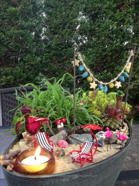 8 Creative DIY Fairy Garden Ideas for Kids Beach Fairy Garden, Garden Board, Fairy Garden Ideas, Garden Magic, Fantasy Garden, Garden Houses, Mini Gardens, Fairy Garden Designs, Miniature Gardens