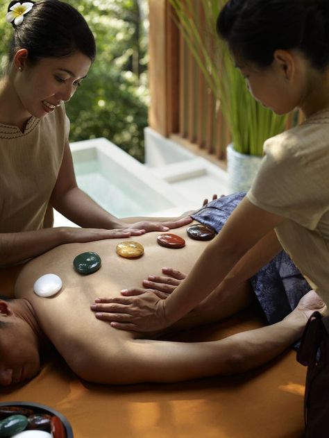 Have you ever heard about Chakra Crystal? It's a synchronised massage with two therapists work in harmony using alternating massage strokes. This holistic experience is enhanced with warm crystals that deeply relax and balance the chakras. #TheSpa #FSKohSamui Chakra Massage, Holistic Spa, Crystal Massage, Thailand Bangkok, Thai Massage, Visit Thailand, Travel Thailand, Spa Massage, Crystal Therapy