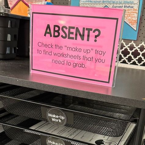 Dana Niblett on Instagram: "Over the years, I have implemented several systems and procedures that have helped make my “teacher life” easier.  One of those procedures are these absent trays.   When students are absent, I write their names in any worksheets that I handed out that day and put them in these absent drawer (organized by class period).   Students know that the procedures for getting make up work after an absence are as follows: ✅ Check Google Classroom  ✅ Check the absent drawer (pictured here)  This ensures consistency throughout the year and students never have to wonder what we did in class during their absence.   GAME. CHANGER. 👏   #teachertips #highschoolteacher #iteachscience #classroomorganization #newteachertips #newteacher" Absent Work, High School Teacher, Work Organization, Teacher Hacks, New Teachers, Working Late, Fourth Grade, 5th Grades, That Day