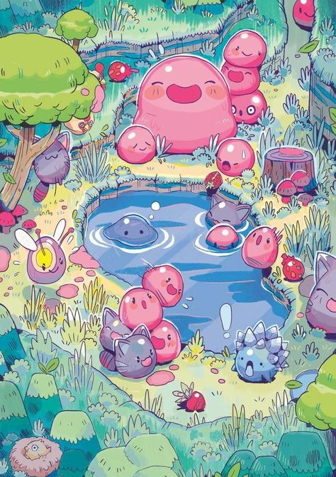 Slime Rancher, Japon Illustration, Cute Kawaii Drawings, Dessin Adorable, Cute Little Drawings, Kawaii Wallpaper, 영감을 주는 캐릭터, Fantasy Illustration, Cute Animal Drawings