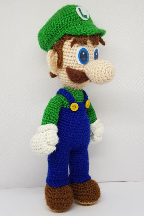 Nintendo Super Mario Bros crochet amigurumi pattern - Luigi Mario And Luigi Crochet Pattern, Crochet Luigi Pattern Free, Nintendo Amigurumi Free Pattern, Crochet Tv Characters, Super Mario Crochet Patterns Free, Crochet Mario Characters, Mario Crochet Pattern Free, Mario Amigurumi Free Pattern, Crochet Luigi