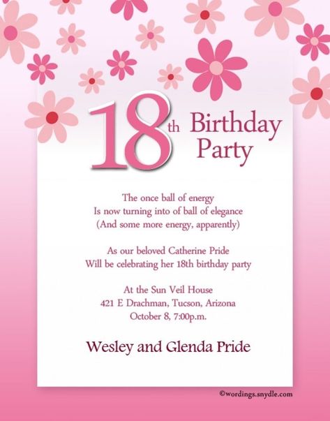 18th Invitation, Birthday Invitation Sample, 18th Birthday Invitations, Birthday Invitation Message, Birthday Party Invitation Wording, Wording Ideas, Mickey Mouse Birthday Invitations, Debut Invitation, Baby Birthday Invitations