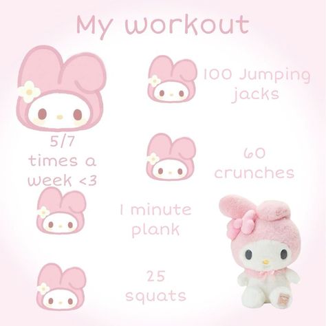 Sanrio Workout, Winx Club Workout, My Melody Diet, 2024 Glow Up, Coquette Workout, Wonyoungism Workout, Easy Morning Workout, Angel Workout, Quick Morning Workout