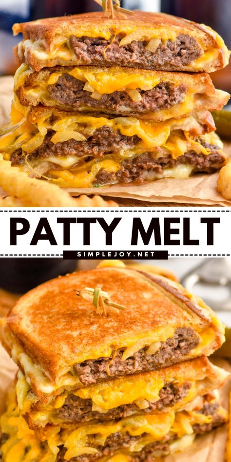 Dig into this Patty Melt—a comforting cross between grilled cheese and a hamburger. With beef patties, melted cheese, and rye bread, it’s a hearty choice for simple dinner ideas and busy weeknight dinners! Bacon Jam Burger, Beef Patties Recipes, Simple Dinner Ideas, Patty Melt Recipe, Hamburger Recipes Patty, Easy Burger Recipe, Hamburgers Grilled, Slow Cooker Casserole, Melt Recipe