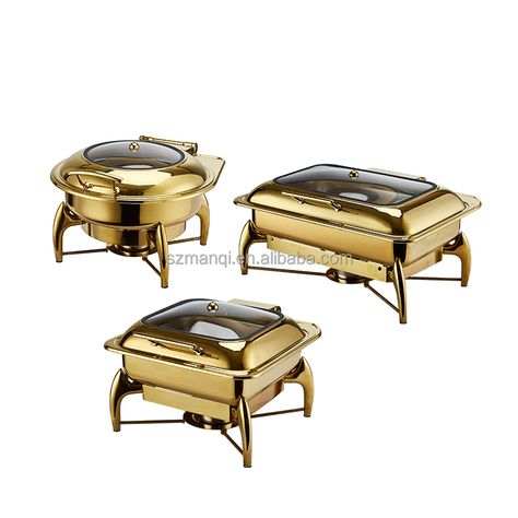 New Arrival Rectangular Chaffing Dishes Stainless Steel Catering Equipment Double pan 9L Gold Flip Top Chafing Dish https://m.alibaba.com/product/1600543602277/New-Arrival-Rectangular-Chaffing-Dishes-Stainless.html?__sceneInfo={"cacheTime":"1800000","type":"appDetailShare"} Dishes Sets, Chafing Dish, Buffet Set, Food Warmer, Chafing Dishes, Catering Equipment, Roll Top, Food Truck, New Arrival