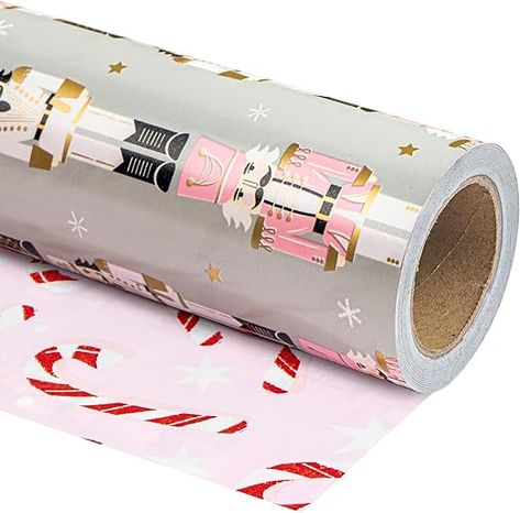 This is the freaking cutest wrapping paper and I use it on my family. With the double side it creates such a cute flow of gifts! White Nutcracker, Pink Wrapping Paper, Wrapping Paper Christmas, Pink Christmas Tree, Holiday Gift Wrap, Christmas Gift Bags, Party Celebration, Christmas Minis, Christmas Wrapping Paper