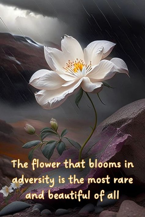 Discover the rare and captivating beauty that blossoms in adversity with this inspiring floral quote. Pin this quote to inspire resilience and showcase the strength that emerges from challenging circumstances. Let your unique bloom inspire others. Strength In Difficult Times, Extraordinary Quotes, Difficult Times Quotes, More Than A Feeling, Floral Quotes, Healing Thoughts, Times Quotes, Difficult Times, Mom Quotes