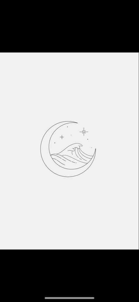 Wave In Moon Tattoo, Wave With Moon Tattoo, Waves Tatoos Ideas, Moon And Waves Tattoo Simple, Moon With Waves Tattoo, Sun Moon Waves Tattoo, Dainty Moon Tattoos, Moon Waves Tattoo, Sun Moon Wave Tattoo