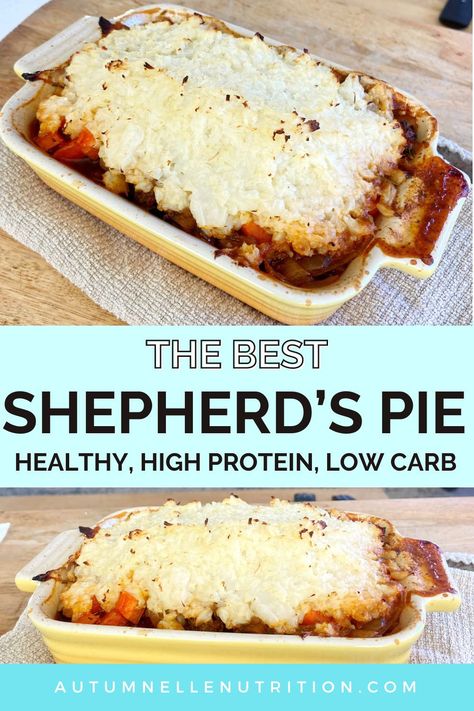 The Best Healthy Shepherd's Pie Recipe [High Protein, Low Carb] Autumn Bates, Low Carb Shepherds Pie, Shepherd's Pie Recipe, Thanksgiving Food Sides, Homemade Bone Broth, Waffle Ingredients, Shepherds Pie Recipe, Shepherd's Pie, Cozy Meals