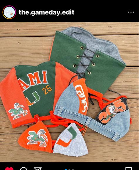 Madein USA U Miami, Miami College, Senior Class Shirts, College Tailgate, Reworked Clothes, College Gameday Outfits, College Tailgating, Gameday Outfits, College Game Day