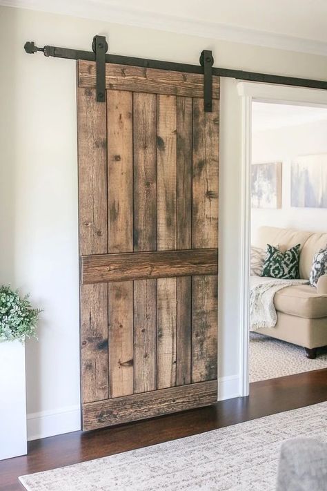 "Transform any room with a custom DIY Barn Door! 🚪🛠️ #HomeDIY #BarnDoorIdeas #RusticDecor" Sliding Barn Doors For Closet, Small Barn Doors Sliding, Sliding Barn Doors In The House, Bedroom Barn Door Ideas, Barn Closet Door, Barn Doors In The House, Barn Door Diy, Sliding Barn Door Closet, Bedroom Barn Door