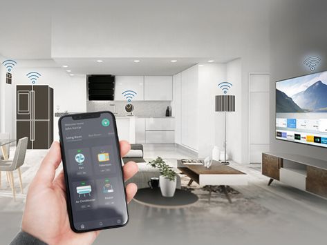 The world of home automation and the #SmartHome is changing people's life & in this article, you will get to know how smart home automation apps are being used & the ways in which they are transforming the world around us. #homeautomationapp #IoT Smart Home Technology Interior Design, Smart House Design, Technological Achievements, Futuristic Home Design, Technology Inspiration, Luxury Room Design, Guys Room Aesthetic, Property Ads, Best Home Automation