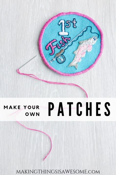 Make Your Own Patch, Embroidery Patches Diy, Shots Snap, Diy Patches Embroidery, Embroidered Patch Diy, Badges Diy, Handmade Patch, Merit Badge, Cadeau Diy