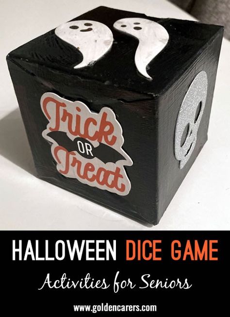 Halloween Dice Game Activity Dice, Diy Dice, Dice Roller, Activity Director, Challenging Behaviors, Dice Games, Home Activities, Diy Games, Free Activities