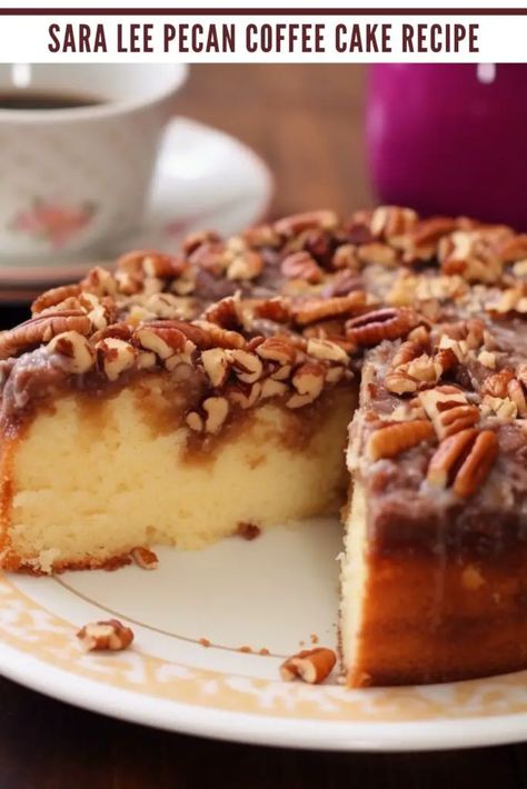 Sarah Lee Coffee Cake Recipe, Sara Lee Pecan Coffee Cake Recipe, Sara Lee Coffee Cake Recipe, Moist Coffee Cake Recipe, Moist Coffee Cake, Pecan Praline Cake, Pecan Coffee Cake, Cake Recipe Easy, Praline Cake