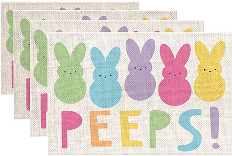 Peeps Theme Easter Party, Happy Easter Peeps, Easter Luncheon, Easter Placemats, Dinner Party Decorations, Placemats Kids, Decorations For Home, Easter Peeps, Table Placemats