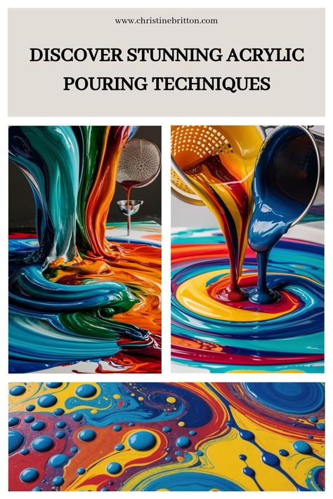 Colorful acrylic paint pours in abstract patterns, showcasing vibrant and flowing artistic techniques. Poured Paint Art, Pour Painting Ideas, Acrylic Pouring Painting, Blow Paint, Acrylic Pouring Techniques, Craft Painting, Flow Arts, Acrylic Pouring Art, Pouring Painting