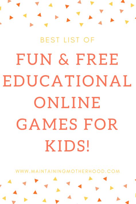 Free Educational Websites, Websites For Kids, Educational Websites For Kids, Online Games For Kids, Parenting Preteens, Fun Online Games, Game Websites, Teen Humor, Educational Games For Kids