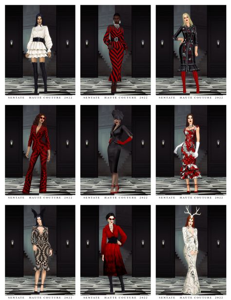 Sentate Haute Couture 2022 Collection | Sentate on Patreon Cc Finds Maxis Match, Coven Of Witches, Dark Stories, Witch Of The West, Witch Dress, Sims 4 Mm, Sims 4 Collections, Sims 4 Maxis Match, Sims 4 Game