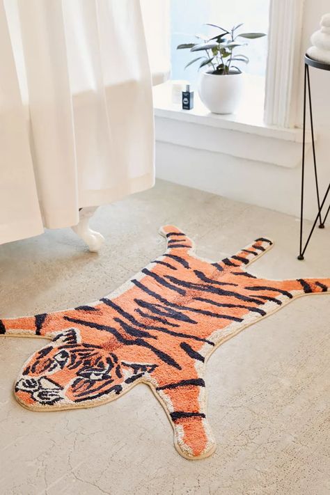 Tiger Bath Mat, Funky Bathroom, Tiger Decor, Tiger Rug, College House, Funky Rugs, College Apartment Decor, College Room, Tiger Design