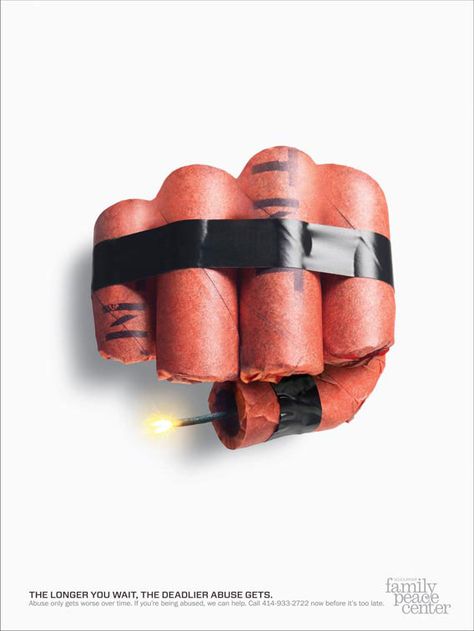 Fist or Dynamite? Sojourner Family Peace Center http://adsoftheworld.com/media/print/sojourner_family_peace_center_fists_2 Family Peace, Ad Of The World, Visual Metaphor, Creative Advertising Design, Publicidad Creativa, Graph Design, Street Marketing, Photo Grid, Best Ads