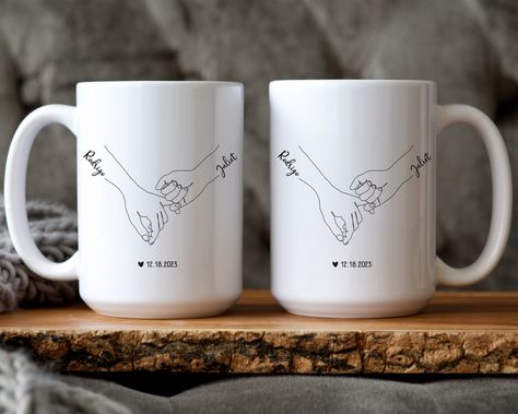 Matching Mugs Aesthetic, Mr And Mrs Mugs, Couples Mugs, Homemade Chocolate Bars, Mugs Unique, Couple Mug, Couple Mugs, Hidden Love, Anniversary Dates