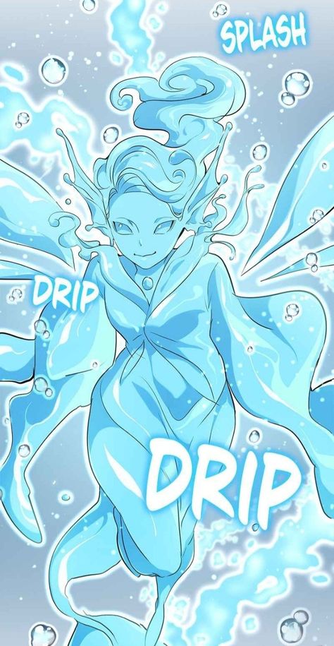 Character Made Of Water, Water Powers Anime, Water Person Drawing, Water Powers Drawing, Water Magic Art, Water Character Design, Humanoid Mythical Creatures, Ocean Character Design, Water Mage