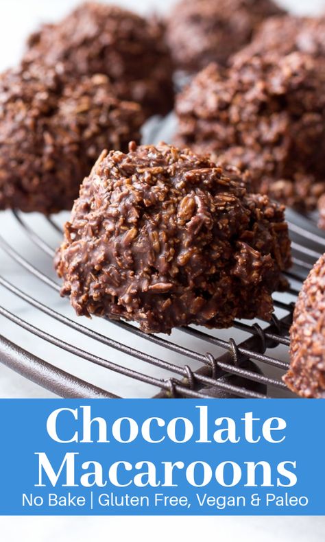 Bake Gluten Free, Chocolate Coconut Macaroons, Easy No Bake Cookies, Passover Desserts, Coconut Macaroons Recipe, Chocolate Macaroons, Chewy Chocolate Cookies, Macaroon Recipes, Coconut Macaroons